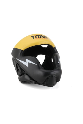 Yüz Korumalı Siyah Sarı Antreman Boks Kaskı Çok Renkli