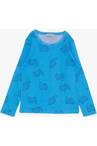 Macawi Breeze Erkek Çocuk Pijama Takımı Kaplumbağa Desenli 1.5-5 Yaş, Mavi-mavi Mavi