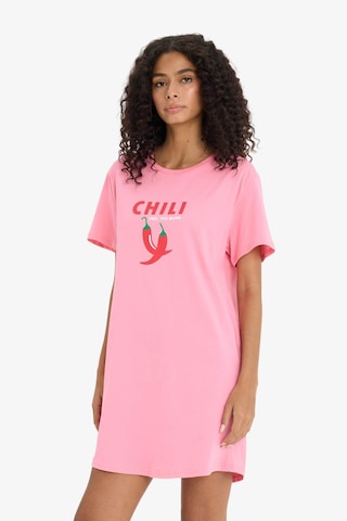 Defacto Regular Fit Bisiklet Yaka Baskılı Kısa Kollu Gecelik -fall İn Love F6076ax25hspn237 Pembe