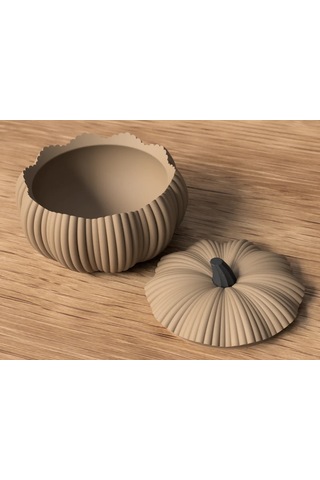 3d Baskı Kapaklı Balkabağı Şeker Kasesi Cadılar Bayramı Dekoratif Balkabağı Saklama Kabı - Kahverengi