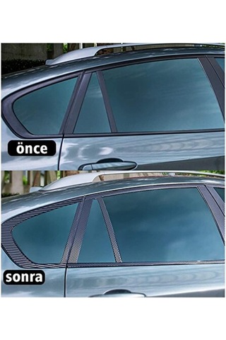 20cmx5mt Siyah Karbon Şerit Folyo Araç Kapı Direk Eşik Çıta Kap