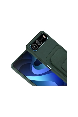 Maks Technology İnfinix Hot 60i 5g Kılıf Kartlıklı Tpu Mkst Bikart Kapak - Koyu Yeşil