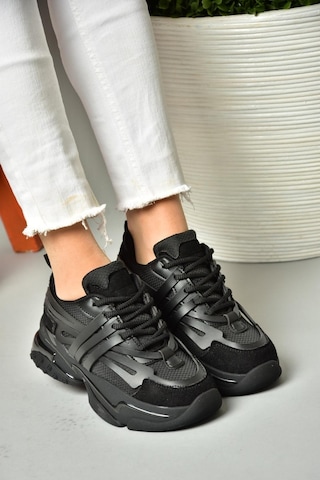 Fox Shoes S973602404 Siyah Kumaş Kalın Tabanlı Spor Ayakkabı Sneakers Siyah