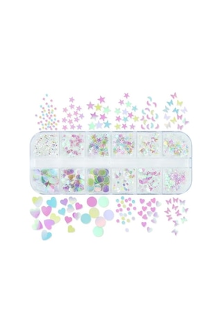 Holografik Parlak Şeffaf Tırnak Süsleme Folyo Pulları Karışık Dizayn Kelebek Kalp Yıldızlar Nail Art