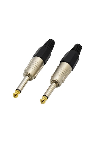 20 Adet - 6.35 Mm Mono Erkek Fiş Lehim Tipi Jack Konnektörü Altın Uçlu