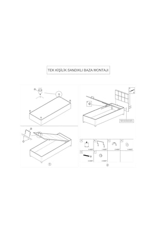 Setaymobilya Baza, Berlin Tek Kişilik Baza + Başlık Seti, Antrasit