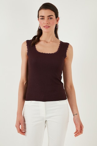 Lela Slim Fit Kalın Dantelli Kare Yaka Bürümcük 2'Li Paket Bayan Atlet 5864979S2 Ekru-Vişne