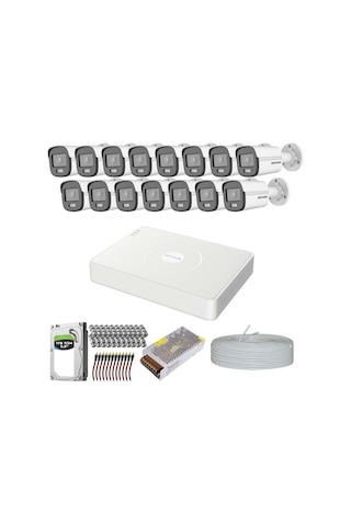 Hıkvısıon Colorvu Gece-karanlıkta 7/24 Renkli Ve Sesli 15 Kameralı Set 1tb 7/24 Hdd