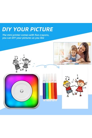 Maiyame Mini Cep Yazıcısı Öğrenciler İçin Uygun Termal Yazıcı Kablosuz Yazıcı Mürekkep Gerektirmez Soğuk Işık