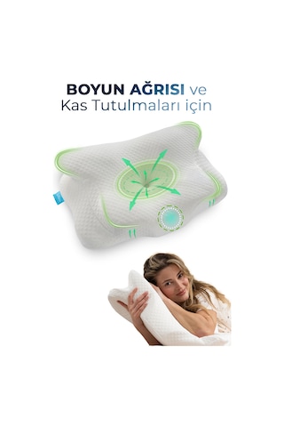 Nova Visco Yastık Ortopedik Boyun Destekli Memory Foam Ergonomik Yastık Beyaz 62x42x13/10cm