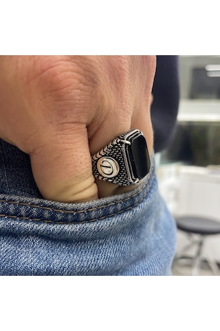 Simurg Jewellery 925 Ayar Gümüş Harfli Erkek Yüzük
