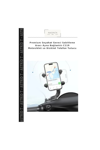 Premium Seyahat Gereci Sabitleme Aracı Ayna Bağlantılı C119 Motosiklet Ve Bisiklet Telefon Tutucu