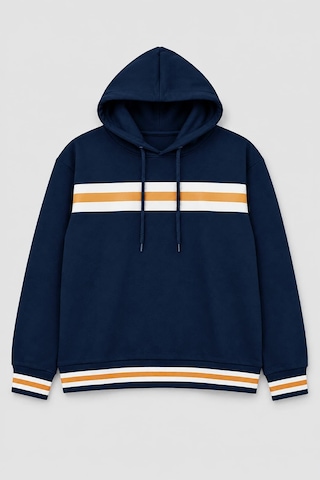 Markapia Kadın Kapüşonlu Çizgi Detaylı Sweatshirt Lacivert