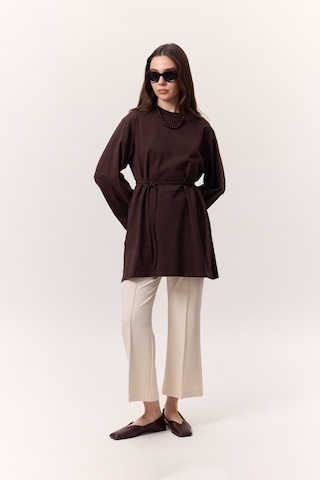 Bağlama Detaylı Oversıze Tshırt Acı Kahve Acı Kahve Kahverengi