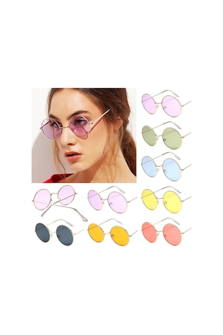 Renkli Lennon Retro İmaj Gözlükleri 6 Renk 6 Adet 1