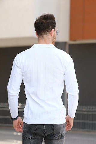 Oksit Vilnius Slim Fit Çizgili Gömlek Yaka Yarım Fermuarlı Erkek Triko 001