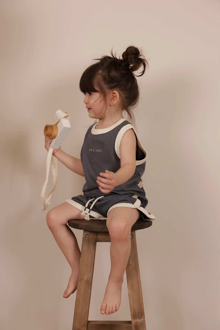 Antrasit Unisex Atlet Şort Takım Gri