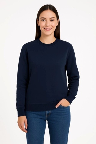 Valensdesign Üç İplik Düz Bisiklet Yaka Sweatshirt - Lacivert