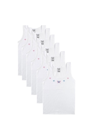 Tutku Iç Giyim Geniş Askılı Işlemeli Kız Çocuk Atlet 6 Lı Paket