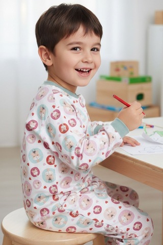 By Bebekodam Yeşil Biyeli Zürafa Desenli Uyku Tulumu