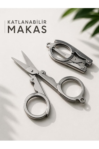 Katlanabilir Makas Paslanmaz Çelik Cep Boy Taşınabilir Pratik Makas