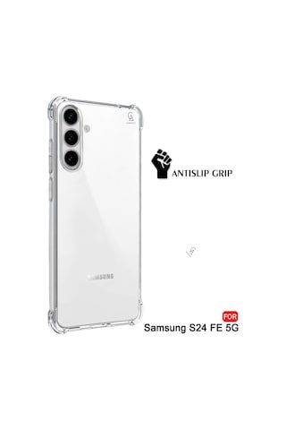 Samsung Galaxy S24 Fe Uyumlu Köşe Dolgulu Anti Şok Telefon Kılıfı Ve 5d Kırılmaz Cam Ekran Koruyucu Şeffaf