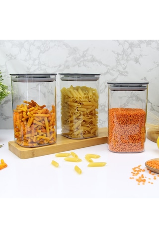 12 Adet 1.1 Lt İstiflenebilir Kristal Vakumlu Erzak Kabı 1.1 Lt Vakumlu Saklama Kabı