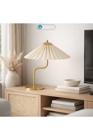 Avelis Gold Gövde Krem Başlık Dekoratif Abajur