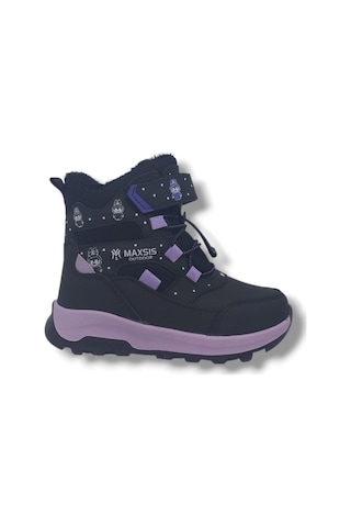 Zerhan 054 Kız Çocuk Siyah Lila Cırt Cırtlı Treking Bot Lila
