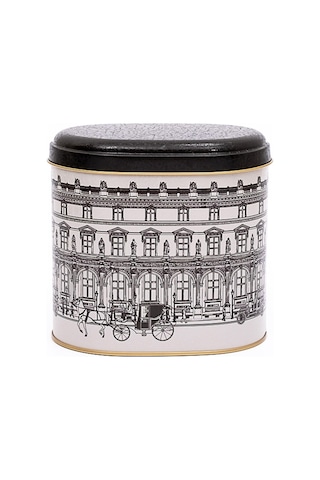 City Desenli Oval Metal Saklama Kabı 14 x 12 x 13 CM 1.4 L Çok Renkli