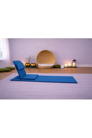 Backjack Meditasyon Sandalyesi Destekli Yer Minderi + 60x180 Kumaş Mat - Backjack 3xl Mat+backjack İkili Set Koyu Petrol Mavisi/buz Mavisi