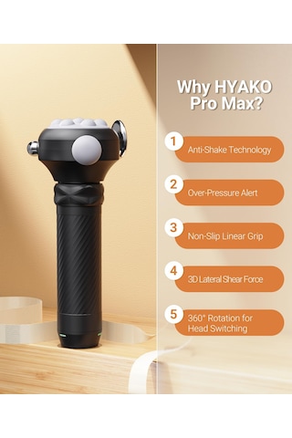 Hyako Pro Max Profesyonel Masaj Tabancası - 3,5 Mm Genlikli Derin Doku Masajı, Tam Vücut İyileştirme İçin Sporcular İçin Titreşim Terapisi, Hediye Gri