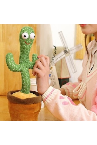 Konuşan Dans Eden Müzikli Işıklı Saksı Kaktüs Peluş Oyuncak