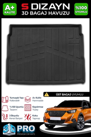 S-dizayn Peugeot 2008 Üst Bagaj 3d Pro Bagaj Havuzu 2019 Üzeri A+ Kalite