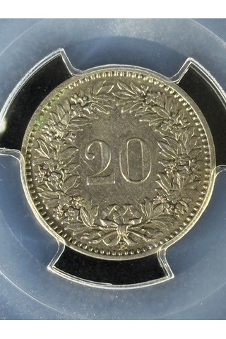 Pcgs Au55 1894 İsviçre 20 Rappen Qr Kodlu Sertifikalı Orijinal Koleksiyon Parası