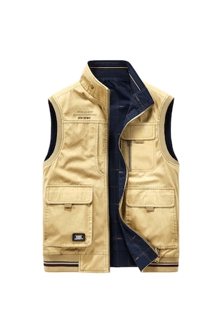 Simicg Erkek Ters Çevrilebilir Çok Cepli Dış Mekan Yelek - Haki