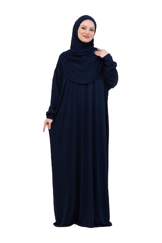 Modish Group Tek Parça Namaz Elbisesi Seti, Viskon Yumuşak Tesettür Abaya, Rahat Hazır Şal Başörtüsü Takım Lacivert