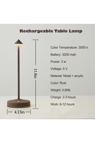 Leezsing Taşınabilir Şarjlı Led Masa Lambası - 3000mah Pil, 2 Seviye Parlaklık, Ip54 Suya Dayanıklı