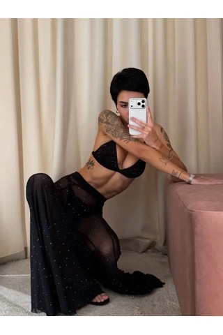 Havens Ponza Taşlı Pantolo Bra G-string 3 Lü Set Siyah