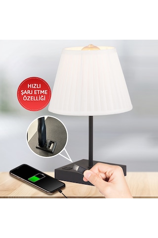 Edel Beyaz Şapkalı Siyah Masa Lambası Modern Tasarım Salon Yatak Odası Abajur Siyah