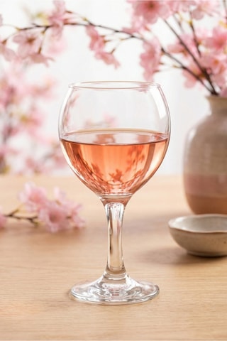 Lav Misket Cam Kırmızı Şarap Kadehi 6'lı 260 ml Ayaklı (Meşrubat Bardağı)