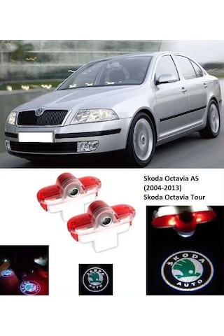 Autogp Skoda Octavia Kapı Altı Işık Lazer Led Logo Hoşgeldin Aydınlatma 2004 / 2012 1 Çift/kutu