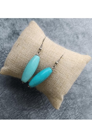 Küpe Otantik Doğal Turkuaz Taşlı Vintage Sallantılı Küpe Kadın Takı Hediye Çok Renkli