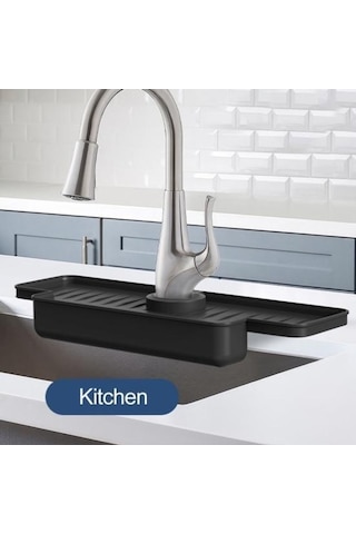 Novahub Gri Musluk Sıçrama Koruması: Katlanabilir, Dayanıklı, Sızdırmaz, Mutfak Lavabo Sünger Fırça Depolama Tepsisi Gri