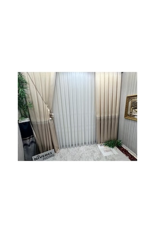 Lexroo Titus Fj632145 V-123 Krem 1/3 Sık Pileli Fon Perde Apm