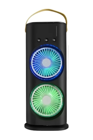 Usb Şarjlı Çift Başlıklı Buharlı Masaüstü Fan Sessiz Serinletici Işıklı Fan