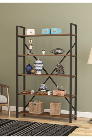 Wood House - Efsun Geniş Raflı Kitaplık - Ceviz