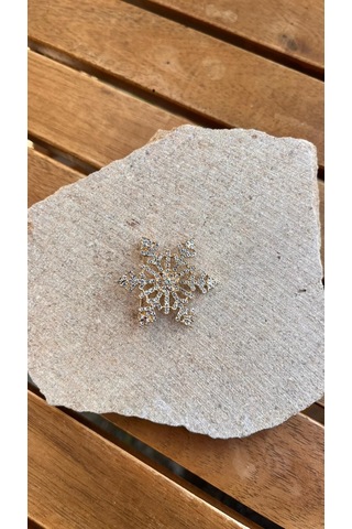 Taşlı Altın Kar Tanesi Broş Çok Renkli