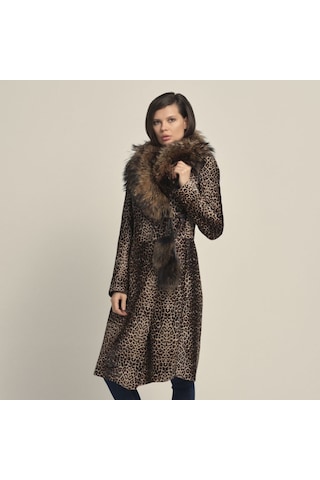 Rouge Kürklü Kadın Deri Mont P254lu Leopar