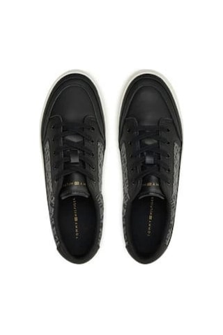 Tommy Hilfiger Kadın Siyah Vulc Deri Monogram Sneaker Çok Renkli
